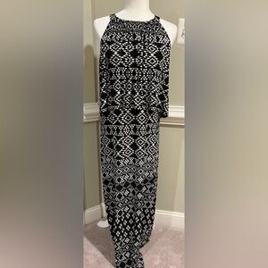 Chico's Tribal Bib Debbie Maxi Dress with Geometric Design, NWT, M (Chicos 1)